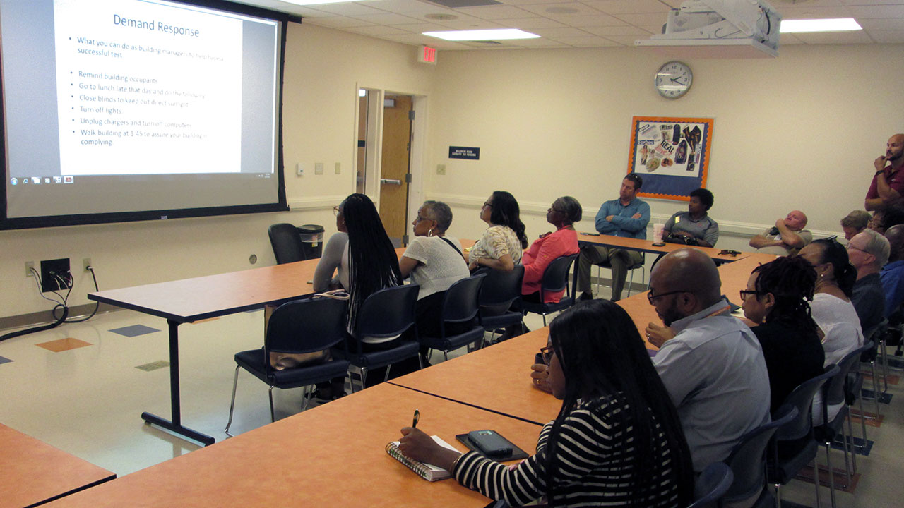 Staff at Virginia State University prepare for their annual demand response test.